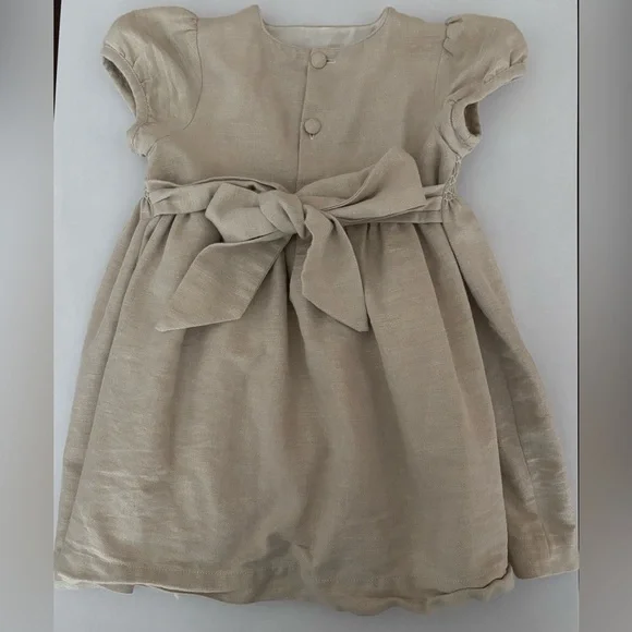 Trotters London Lily Rose Christmas dress gold metallic sparkly smocked party 2t - Picture 5 of 8